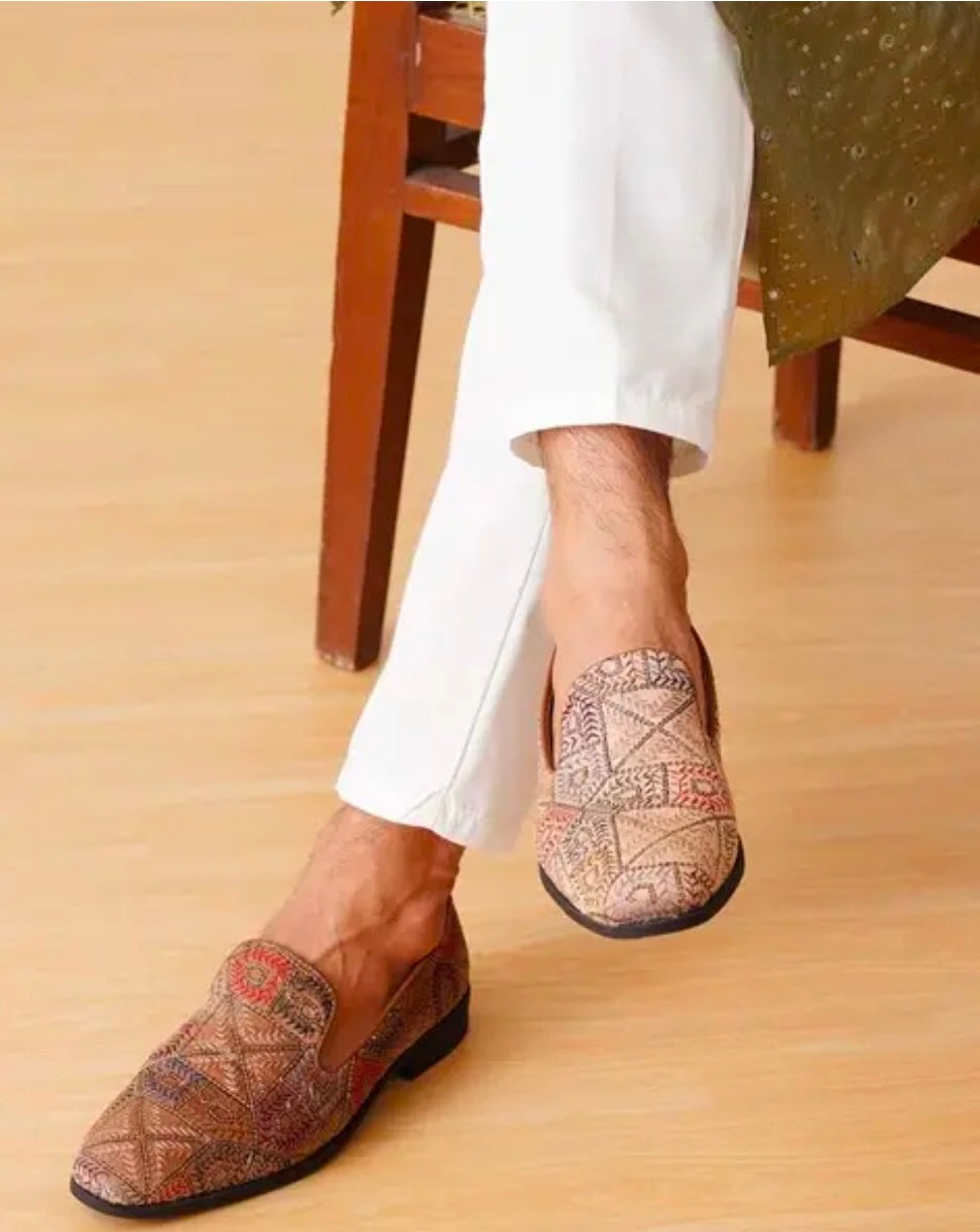 Michael Angelo men embroidered slip on shoes