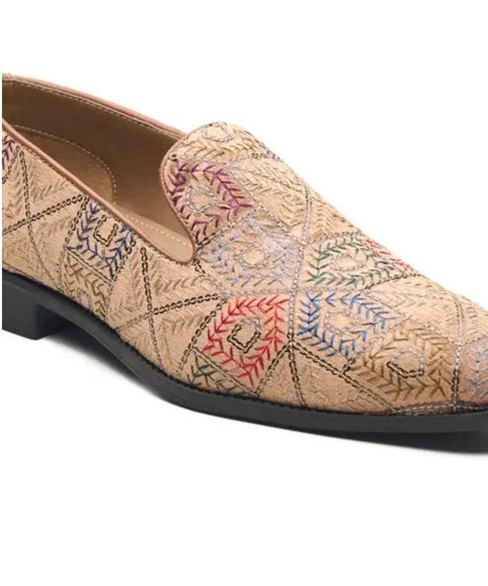 Michael Angelo men embroidered slip on shoes