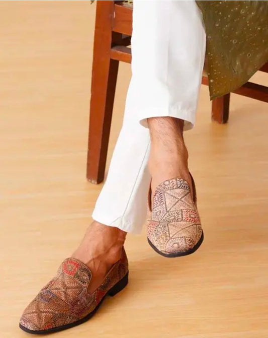 Michael Angelo men embroidered slip on shoes