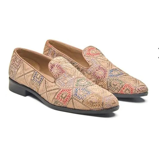 Michael Angelo men embroidered slip on shoes